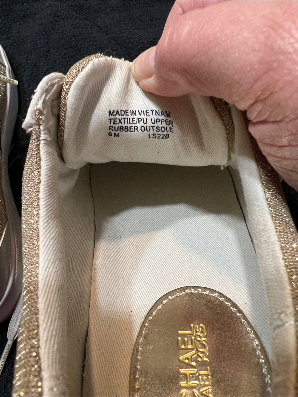 Michael Kors Glitter Gold & White Low-Top Sneakers - Picture 3 of 7